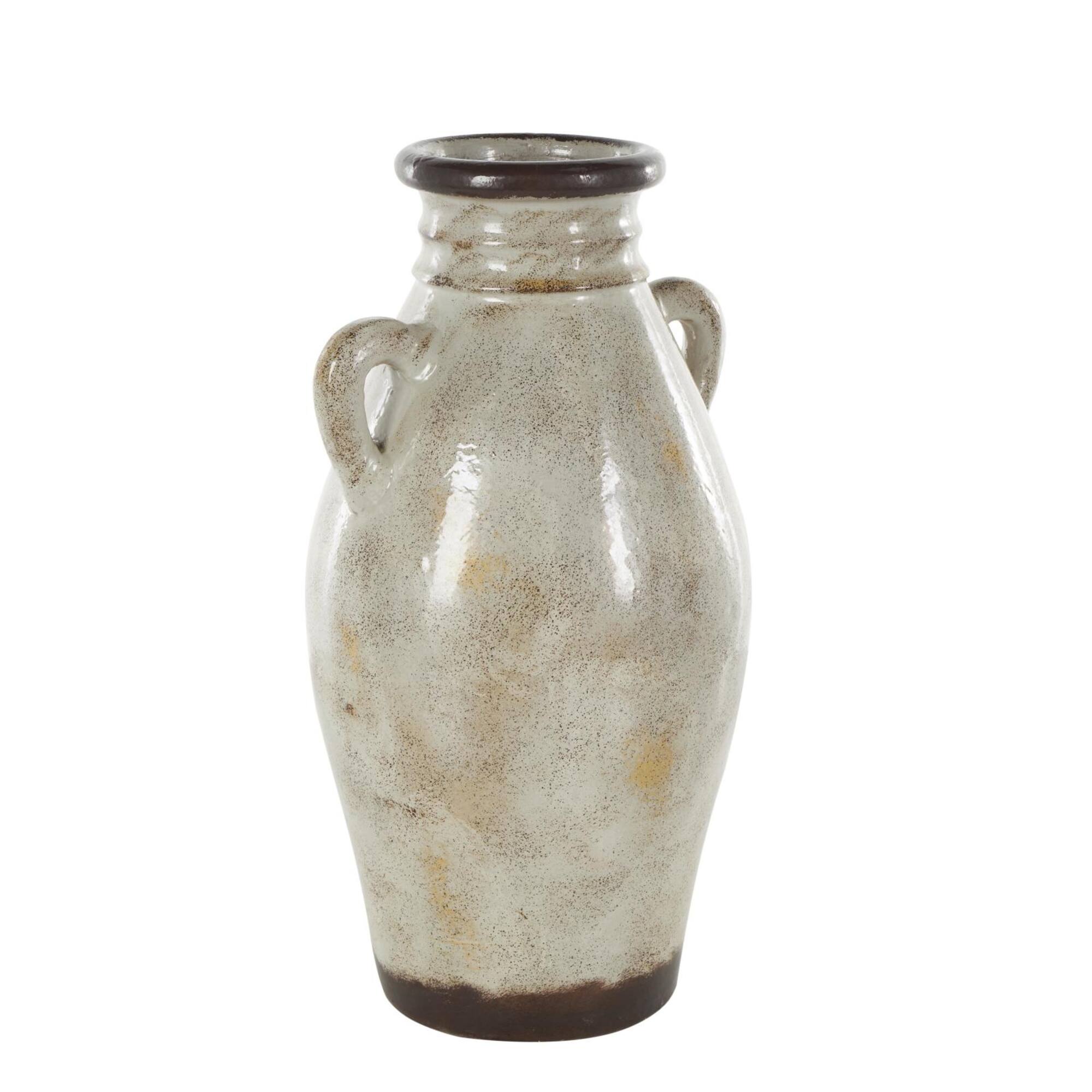 18" Cream Ceramic Antique Style Amphora Vase